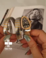 ساعت مچی زنانه بولگاری مدل سرپنتی نقره ای و طلایی