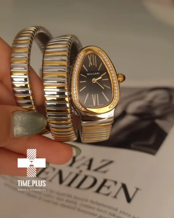 ساعت مچی زنانه بولگاری مدل سرپنتی نقره ای و طلایی