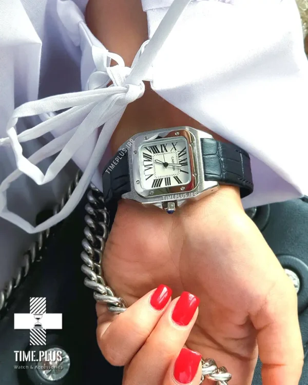 ساعت مچی ست زنانه و مردانه کارتیه مدل سانتز ۱۰۰ سفید