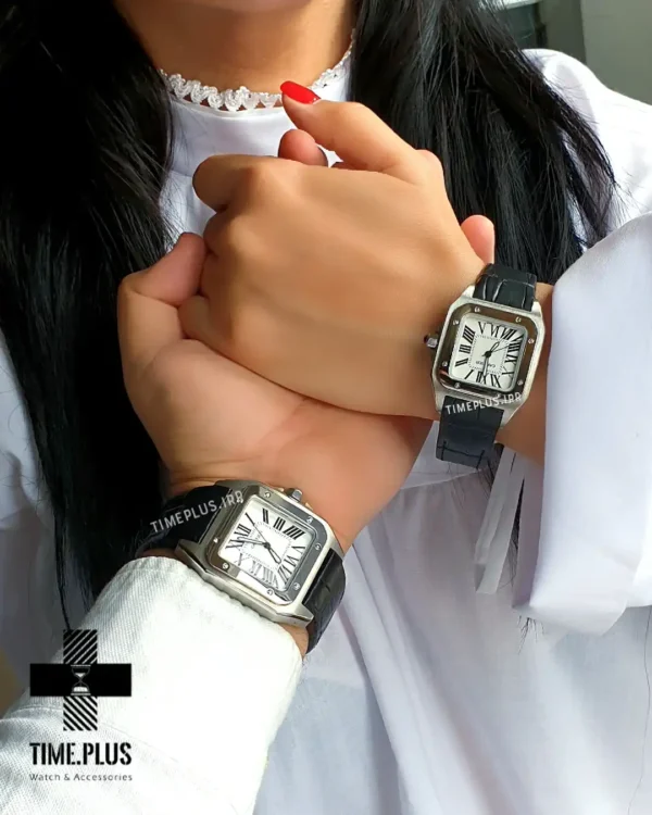 ساعت مچی ست زنانه و مردانه کارتیه مدل سانتز ۱۰۰ سفید