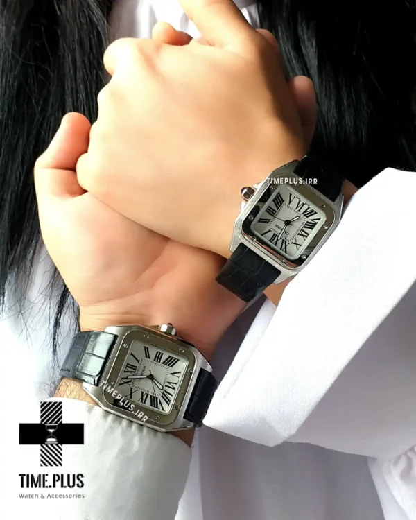 ساعت مچی ست زنانه و مردانه کارتیه مدل سانتز ۱۰۰ سفید