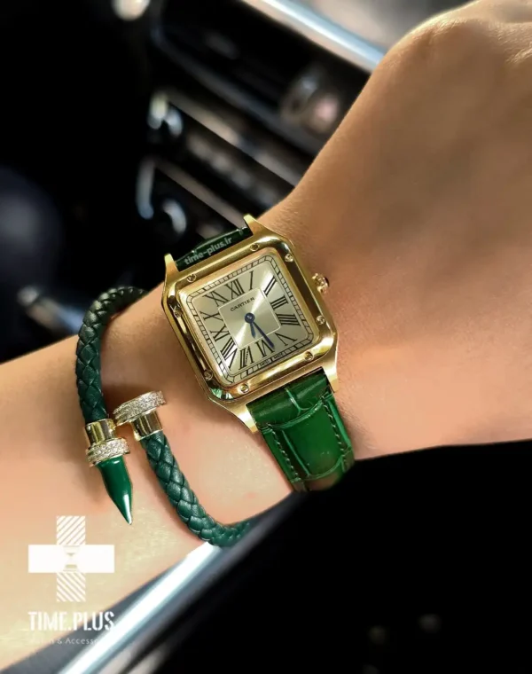 ساعت مچی زنانه کارتیه مدل سانتز دیمون طلایی