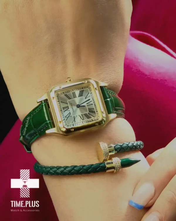 ساعت مچی زنانه کارتیه مدل سانتز دیمون طلایی