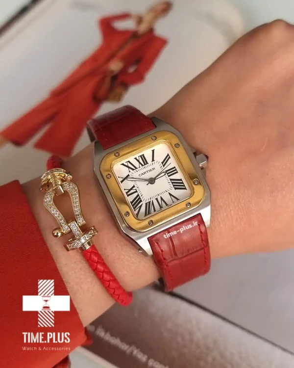 ساعت مچی زنانه کارتیه نقره ای و طلایی