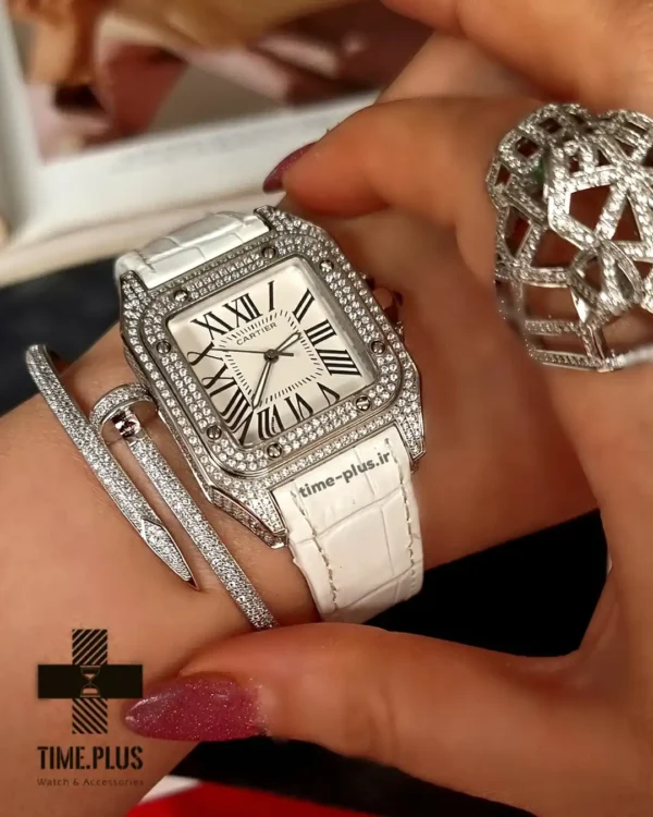 ساعت مچی زنانه کارتیه مدل سانتز ۱۰۰ سفید