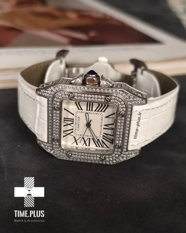 ساعت مچی زنانه کارتیه مدل سانتز ۱۰۰ سفید