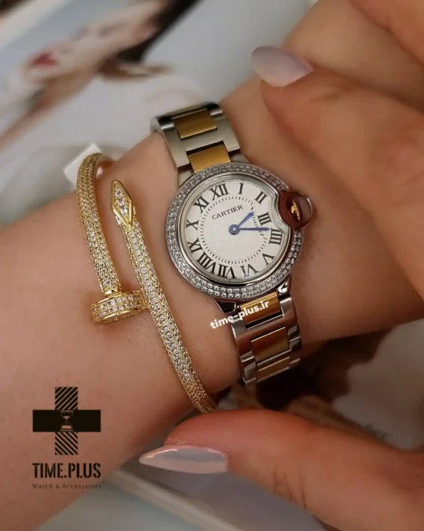 ساعت مچی زنانه کارتیه مدل بالن بلو نقره ای طلایی