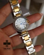 ساعت مچی زنانه کارتیه مدل بالن بلو نقره ای طلایی