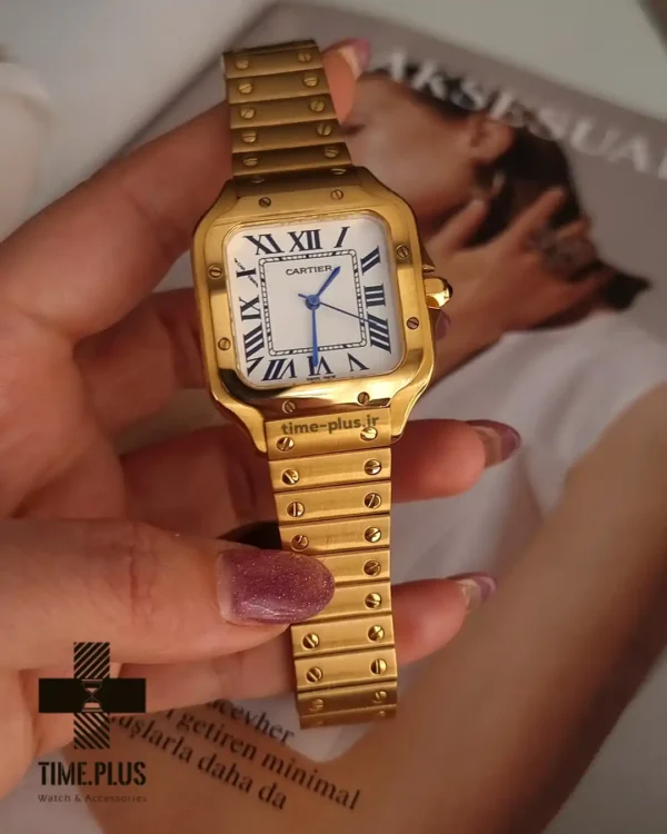 ساعت مچی زنانه کارتیه مدل د سانتوس طلایی