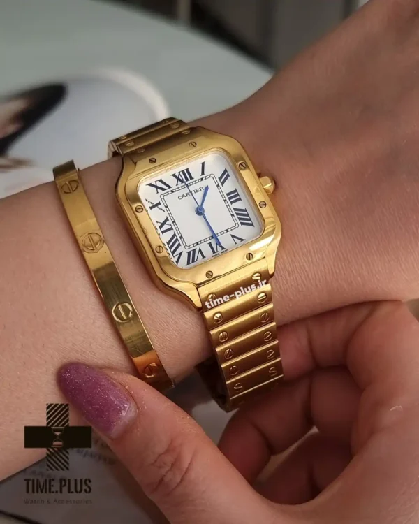 ساعت مچی زنانه کارتیه مدل د سانتوس طلایی