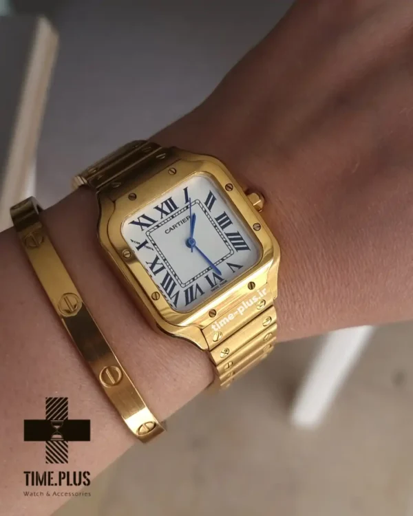 ساعت مچی زنانه کارتیه مدل د سانتوس طلایی