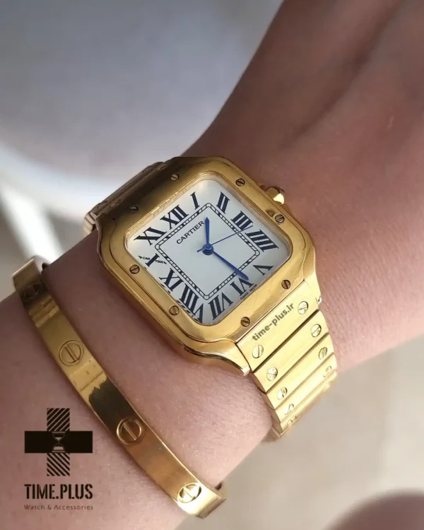 ساعت مچی زنانه کارتیه مدل د سانتوس طلایی