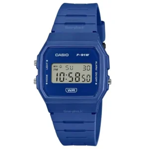 ساعت مچی مردانه کاسیو مدل F-91WB-2A1DF آبی کهربایی