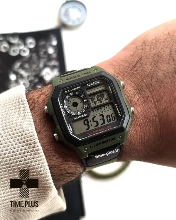 ساعت مچی زنانه کاسیو مدل AE-1200WHB-3BV سبز و مشکی