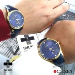 ساعت مچی ست زنانه و مردانه سیتی زن سرمه‌ای