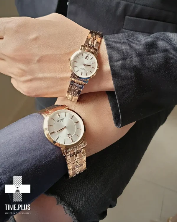 ساعت مچی ست زنانه و مردانه سیتی زن نقره ای