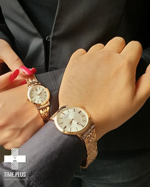 ساعت مچی ست زنانه و مردانه سیتی زن نقره ای