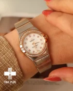 ساعت مچی زنانه امگا نقره ای و رزگلد