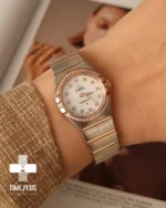 ساعت مچی زنانه امگا نقره ای و رزگلد