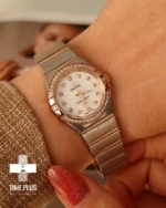 ساعت مچی زنانه امگا نقره ای و رزگلد