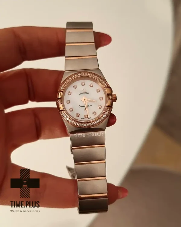 ساعت مچی زنانه امگا نقره ای و رزگلد