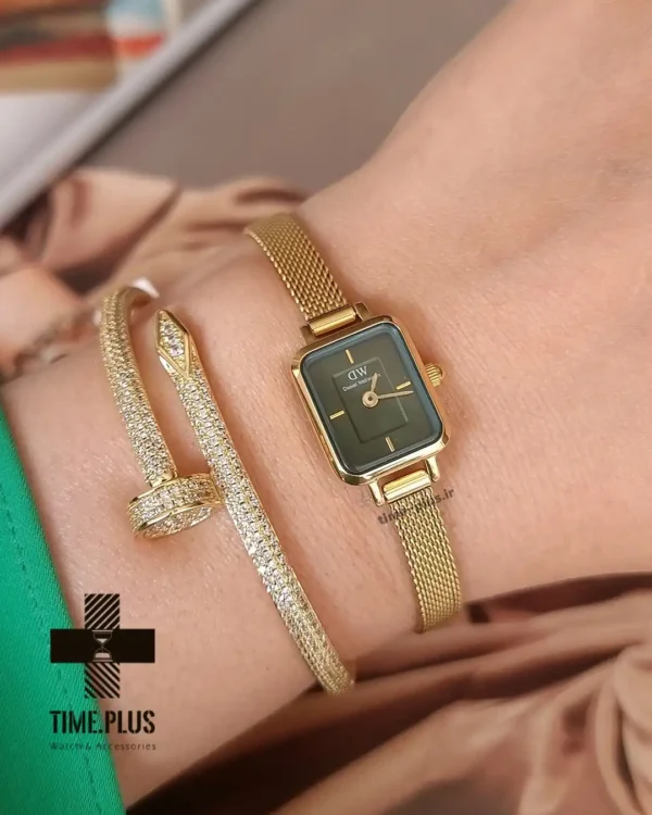 ساعت مچی زنانه دنیل ولینگتون مدل Quadro Mini طلایی