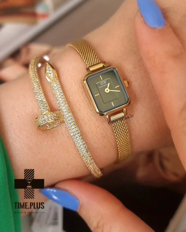 ساعت مچی زنانه دنیل ولینگتون مدل Quadro Mini طلایی