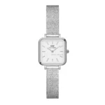 ساعت مچی زنانه دنیل ولینگتون مدل Quadro Pressed نقره ای