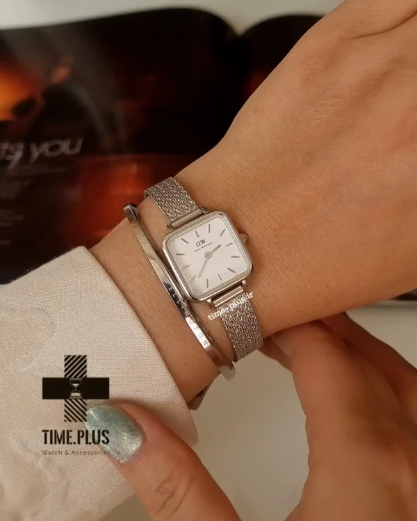 ساعت مچی زنانه دنیل ولینگتون مدل Quadro Pressed نقره ای