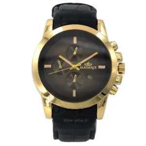 ساعت مچی مردانه الگانس مشکی با هاله طلایی