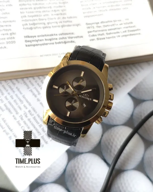 ساعت مچی مردانه الگانس مشکی با هاله طلایی