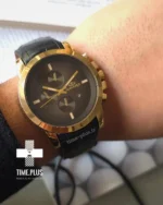 ساعت مچی مردانه الگانس مشکی با هاله طلایی