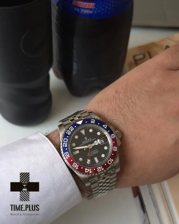 ساعت مچی زنانه رولکس مدل GMT Master 2 Pepsi نقره ای