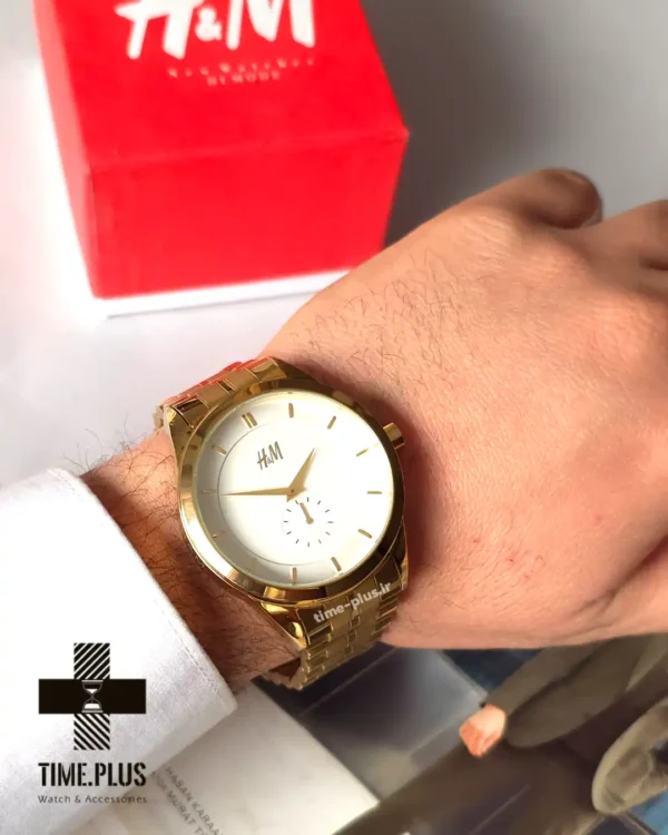 ساعت مچی زنانه اچ اند ام مدل زیر ثانیه طلایی