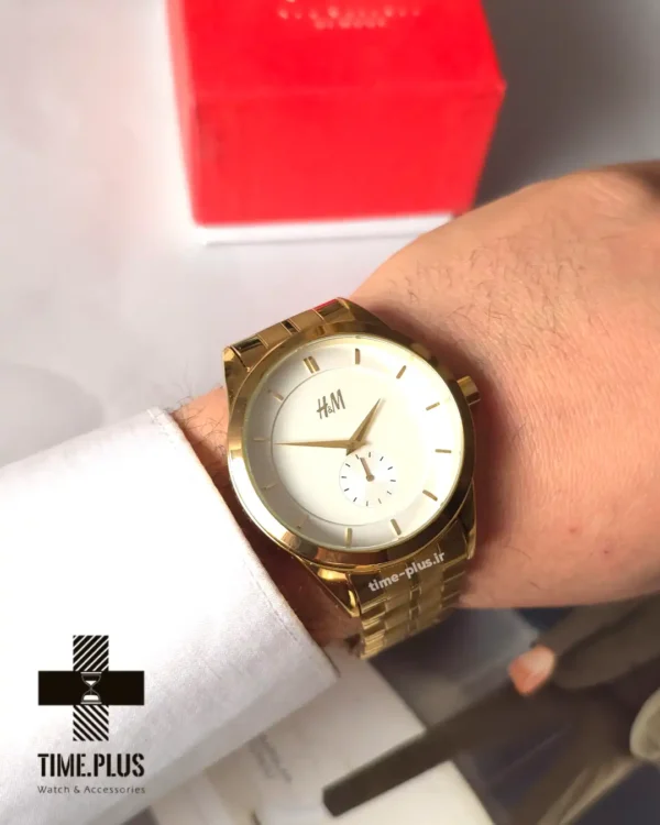 ساعت مچی زنانه اچ اند ام مدل زیر ثانیه طلایی