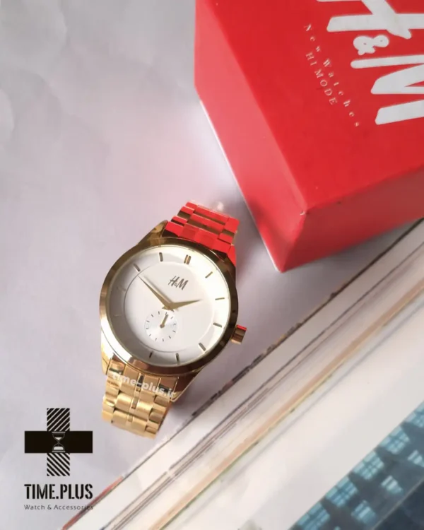 ساعت مچی زنانه اچ اند ام مدل زیر ثانیه طلایی