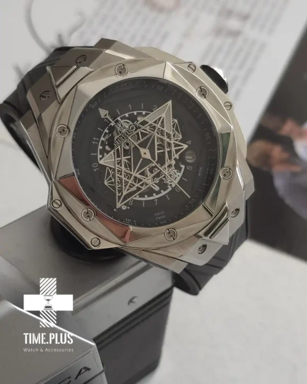 ساعت مچی مردانه هوبلو مدل sang bleu cornogrph نقره ای مشکی