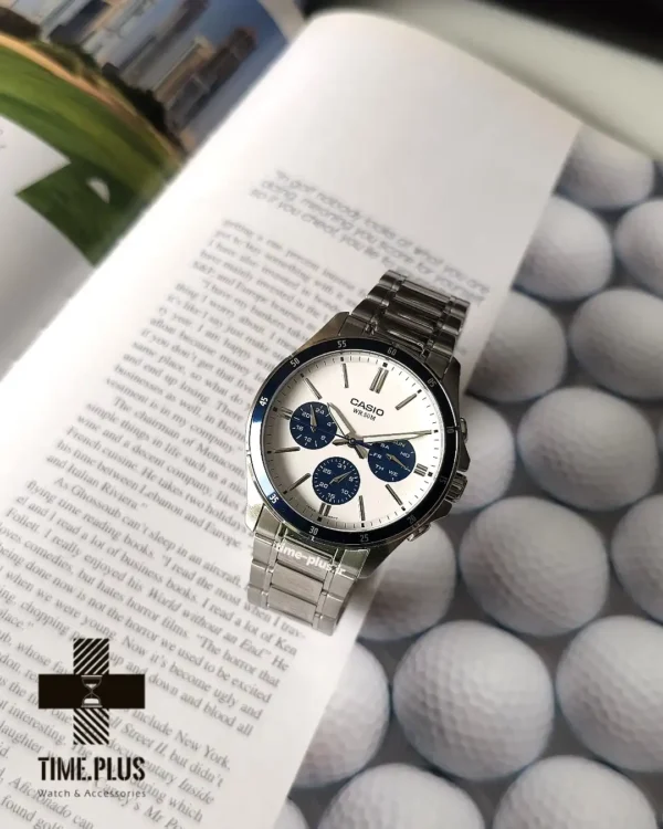 ساعت مچی مردانه کاسیو مدل MTP-1374D-7A2VDF سفید با صفحه داخل سرمه‌ای