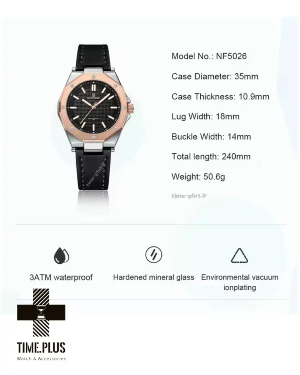 ساعت مچی زنانه نیوی فورس مدل NF5026 نقره ای رزگلد