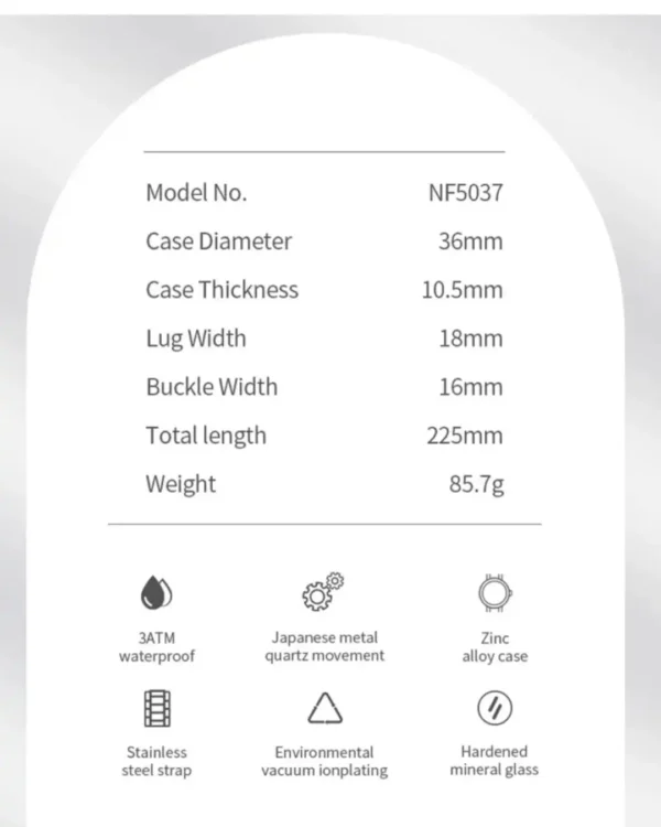 ساعت مچی زنانه نیوی فورس مدل NF5037 نقره ای