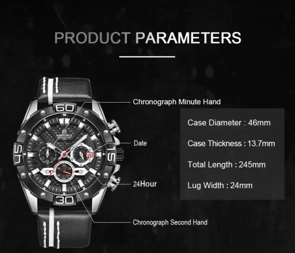 ساعت مچی مردانه نیوی فورس مشکی