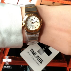 ساعت مچی زنانه امگا نقره ای و طلایی