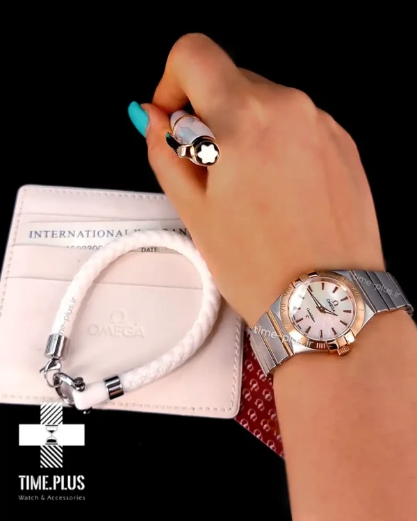 ساعت مچی زنانه امگا نقره ای و رزگلد