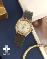 ساعت مچی زنانه امگا نقره ای و طلایی