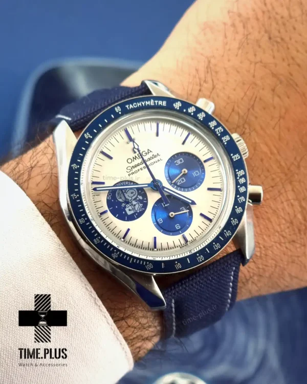 ساعت مچی مردانه امگا مدل اسپید مستر اسنوپی سفید سرمه ای