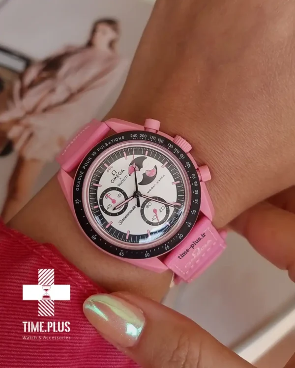 ساعت مچی زنانه امگاسواچ مدل Pink Moon صورتی