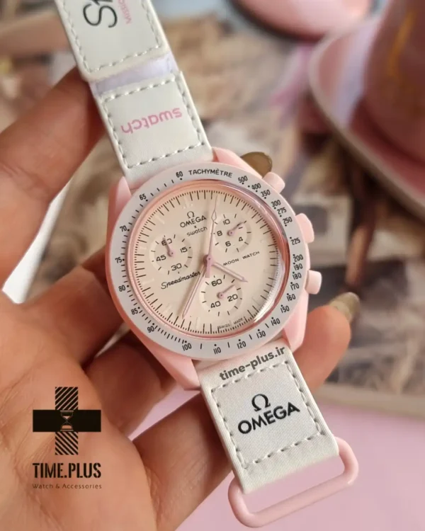 ساعت مچی زنانه امگاسواچ مدل Mission to Venus صورتی