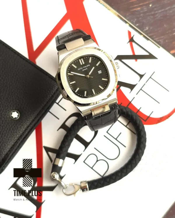ساعت مچی مردانه پتک فیلیپ مدل ناتالیوس چرمی مشکی