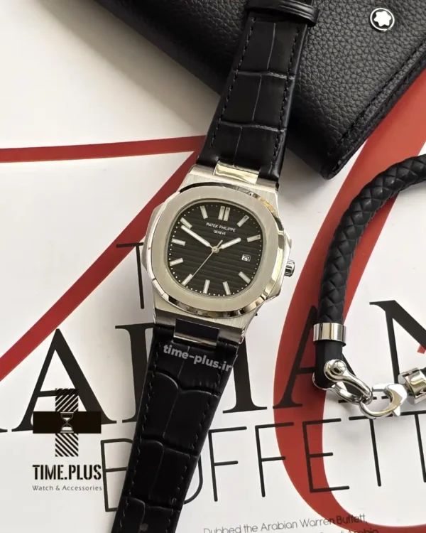 ساعت مچی مردانه پتک فیلیپ مدل ناتالیوس چرمی مشکی