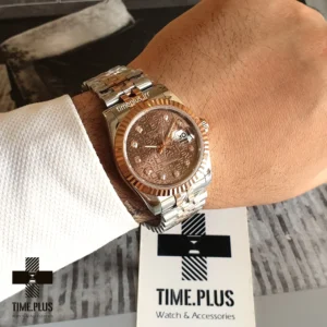 ساعت مچی ست زنانه و مردانه رولکس مدل دیت جاست قهوه ای